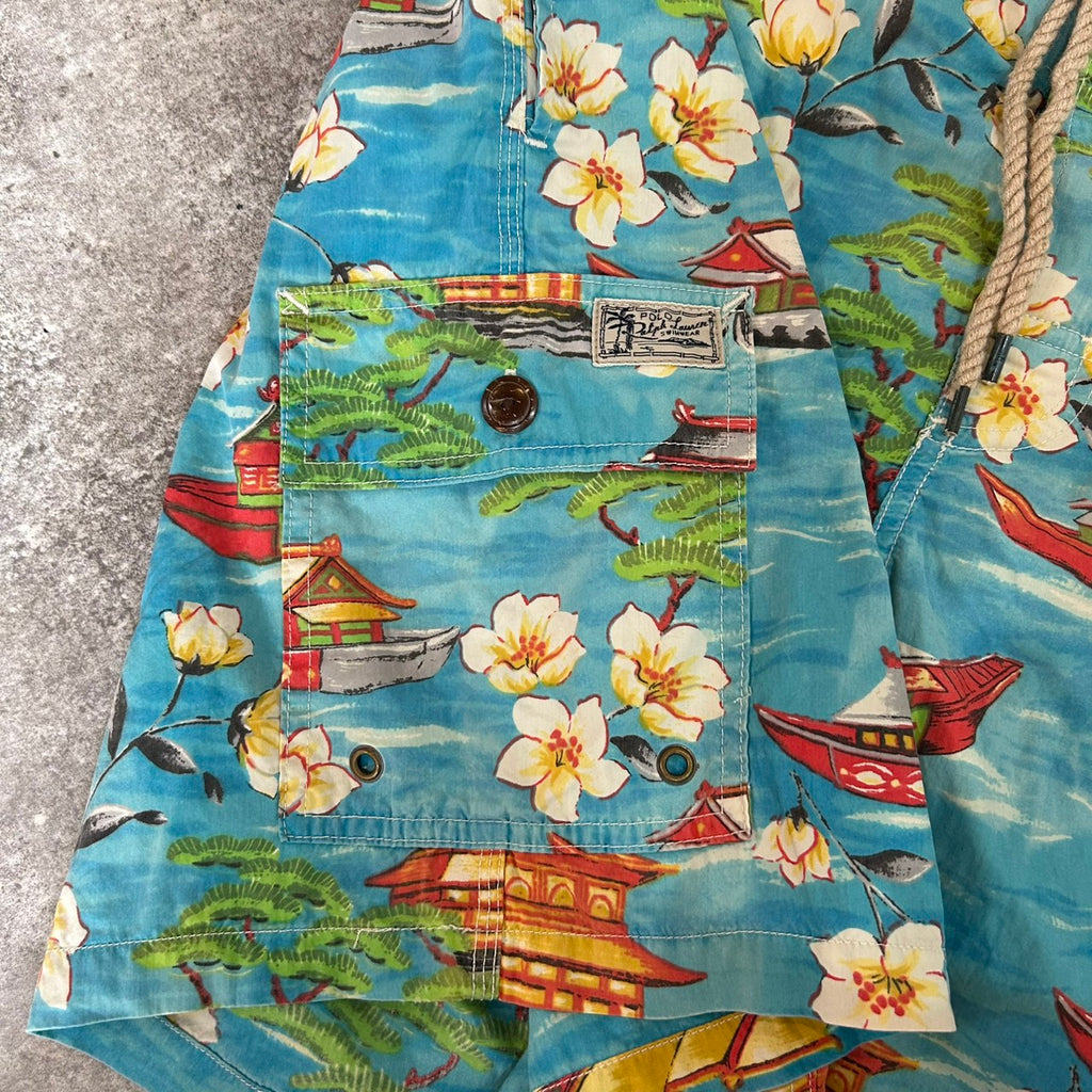 90's POLO RALPH LAUREN "Aloha" Swim Short Size L
