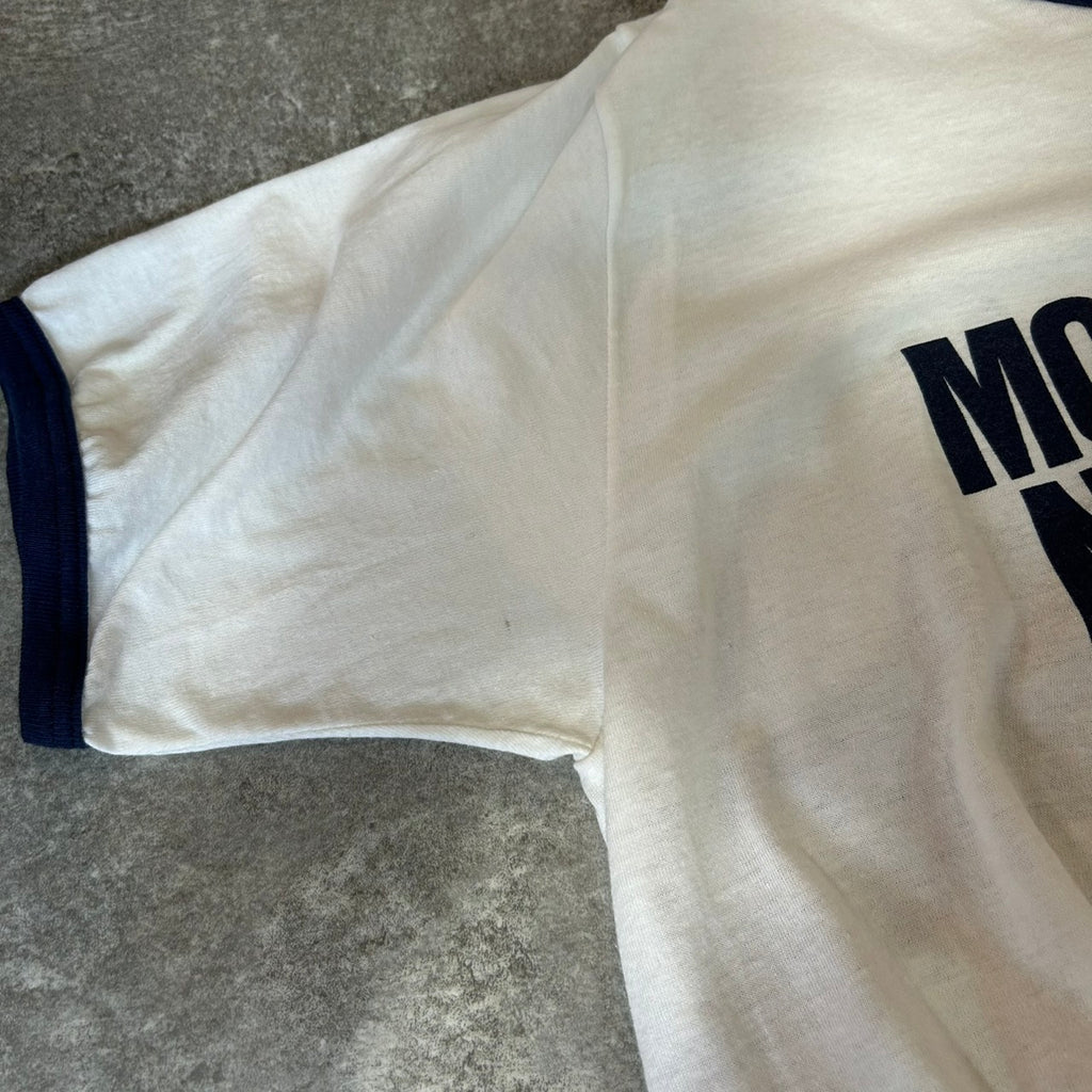 90's  " MORE HUGS NO DRUGS " Ringer T-shirt Size L MADE in CANADA 90s NOVA SCOTIA