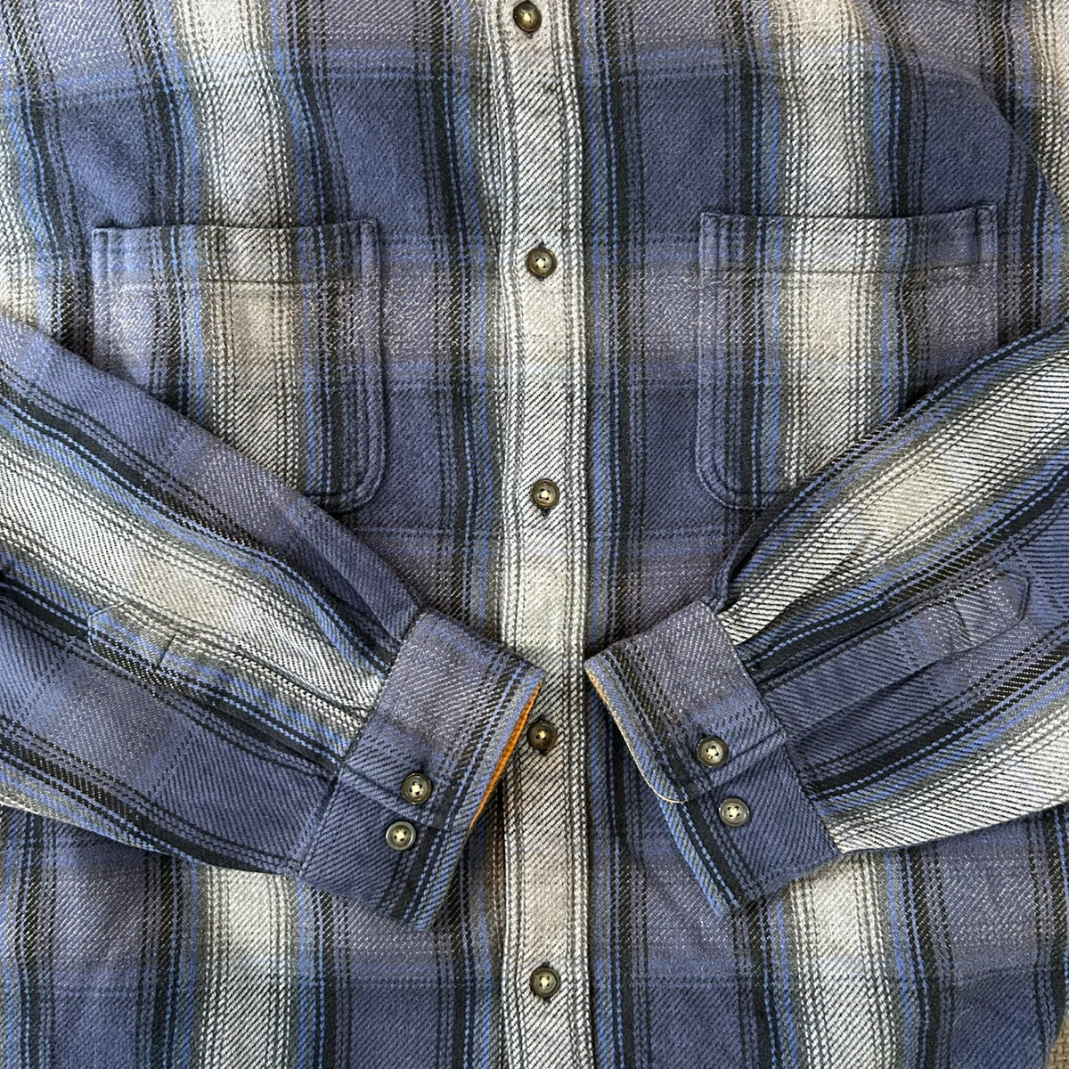 ST JOHN'S BAY BRAWNY COTTON OMBRE CHECK HEAVY FLANNEL SHIRT
