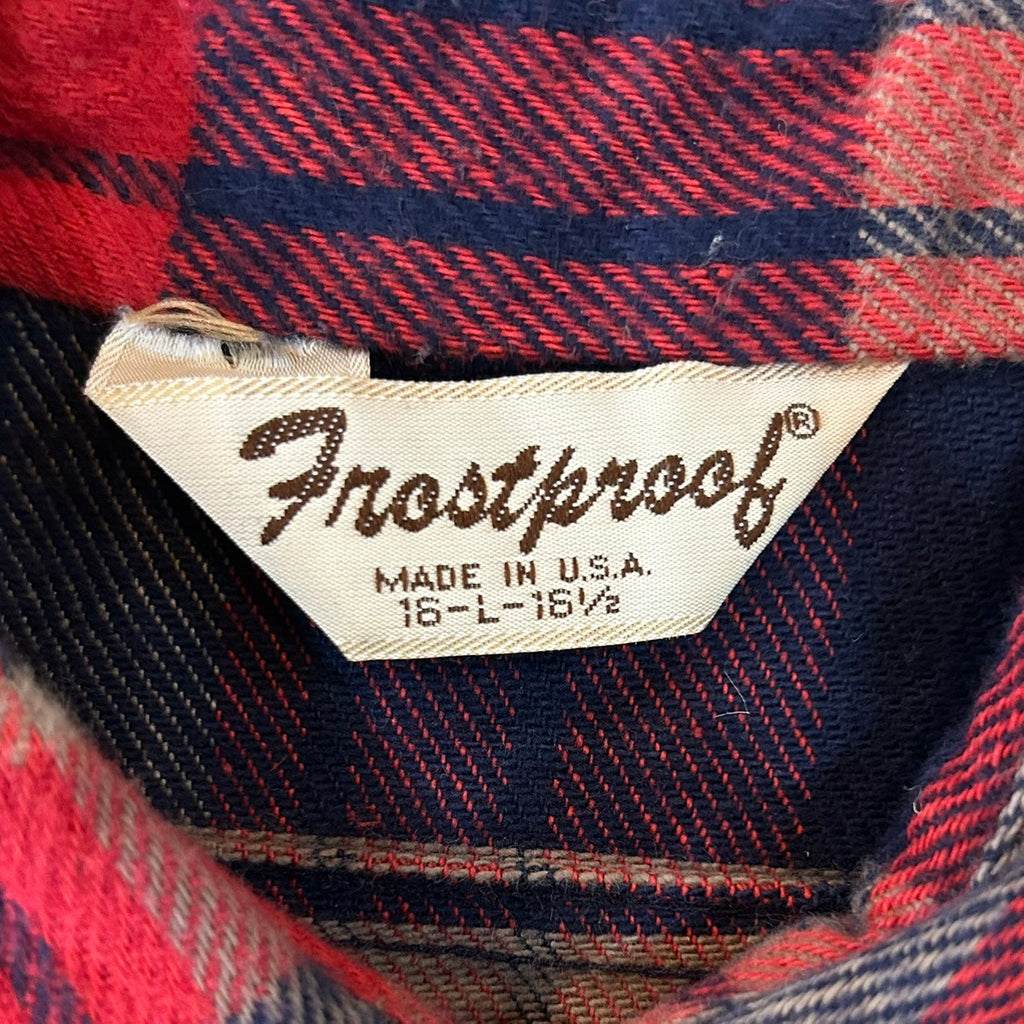 80's Frostproof  Plaid Flannel Shirt MADE IN USA SIZE L