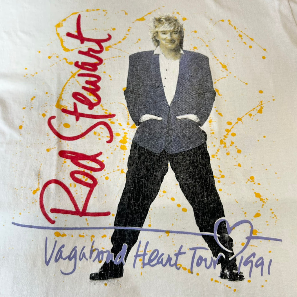 90's Rod Stewart Vagabond Heart Tour 1991 T-Shirt VINTAGE TEE Band Tee