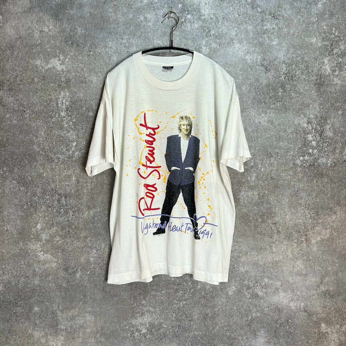 90's Rod Stewart Vagabond Heart Tour 1991 T-Shirt VINTAGE TEE Band Tee