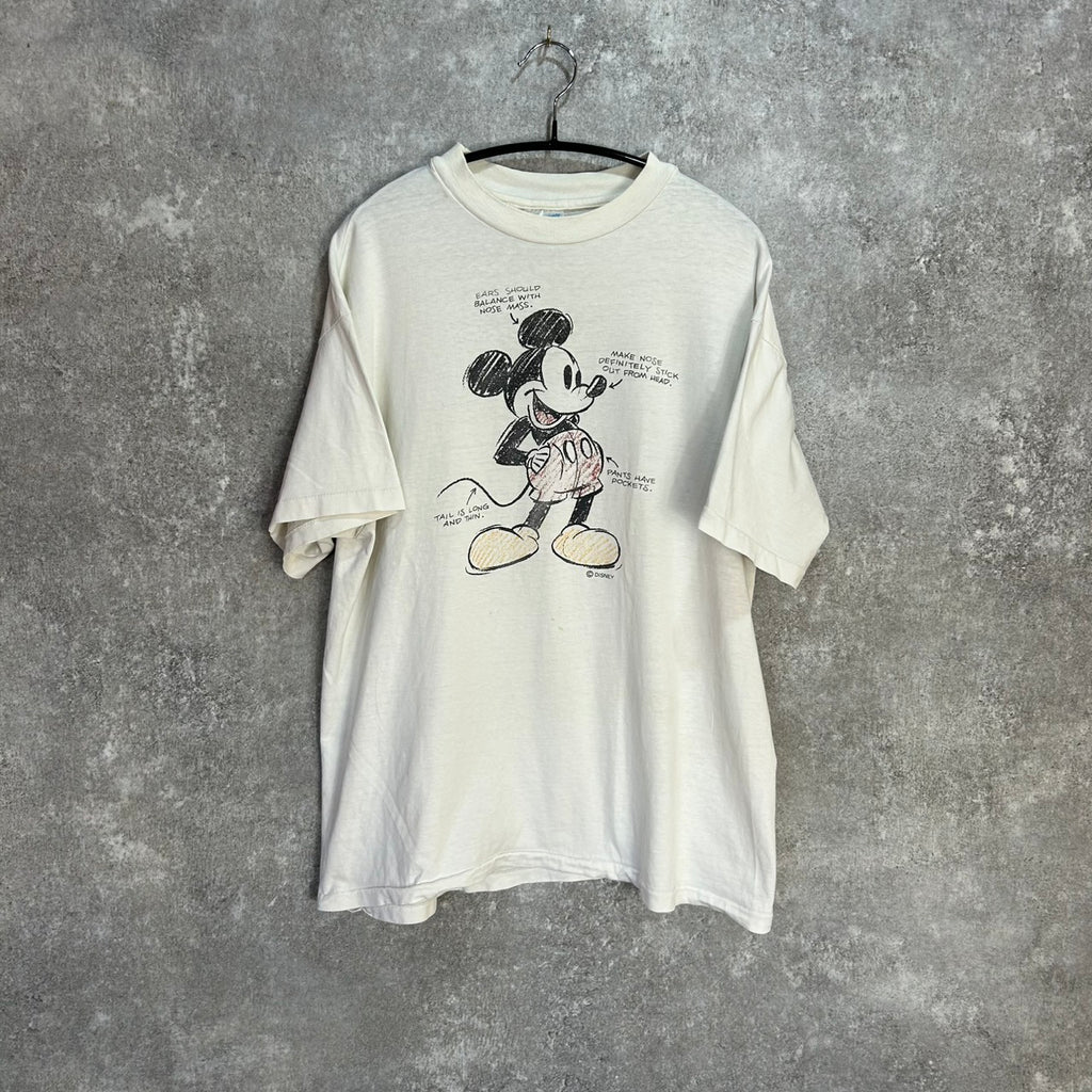 90's Disney Mickey Mouse Sketch Tee Hanes size L