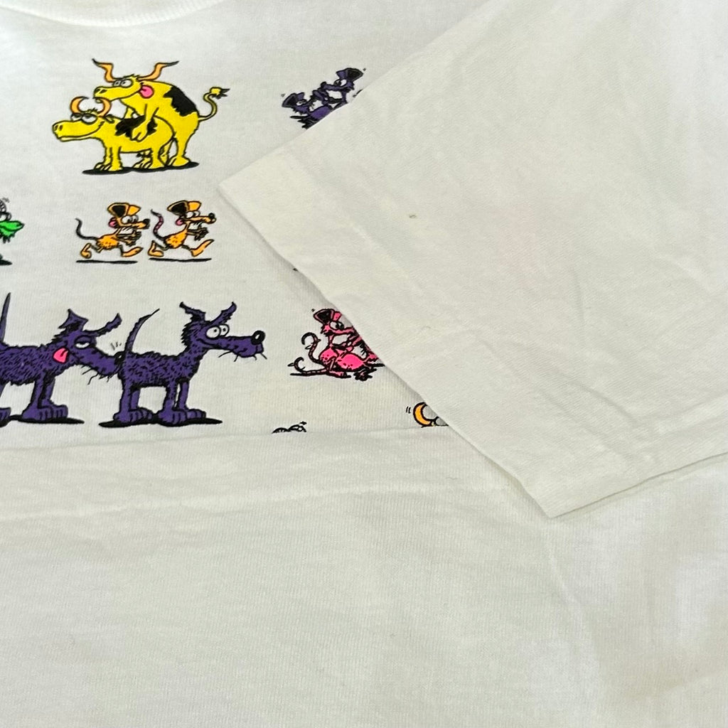90's 四十八手 T アニマル 動物 Print Tee Size L Fruit of the loom VINTAGE T