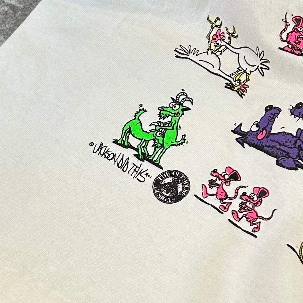 90's 四十八手 T アニマル 動物 Print Tee Size L Fruit of the loom VINTAGE T