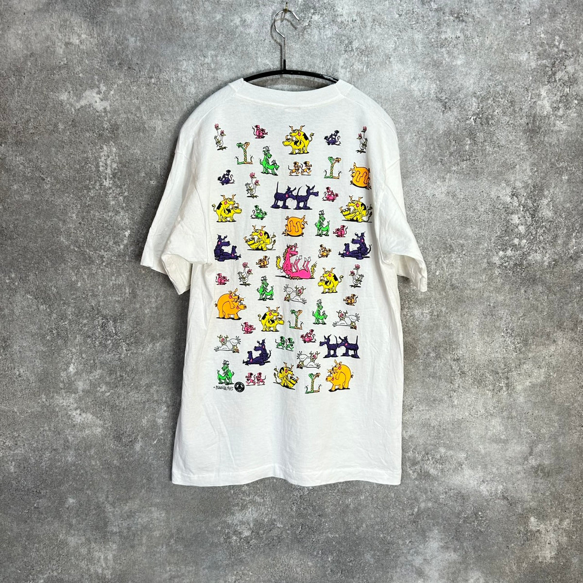 90's 四十八手 T アニマル 動物 Print Tee Size L Fruit of the loom VINTAGE T