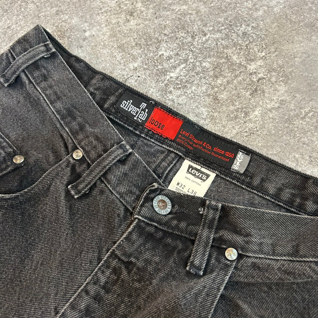 90's Levi's Silver Tab BLACK DENIM Loose MADE in MEXICO W32 L36 40560-4159
