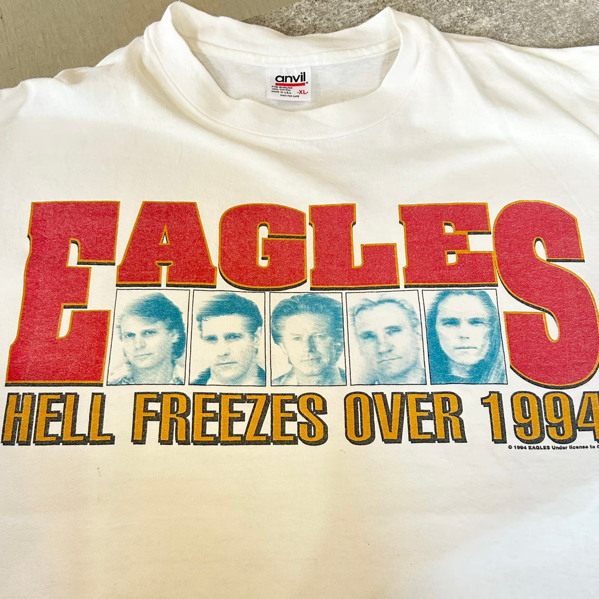 90's EAGLES 1994 HELL FREEZES OVER Size XL anvil 90s BAND T