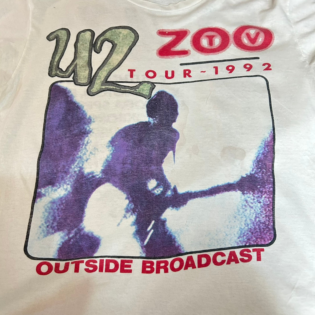 90's U2 Zoo TV Tour 1992 Outside Broadcast Size L Hanes BAND T VINTAGE