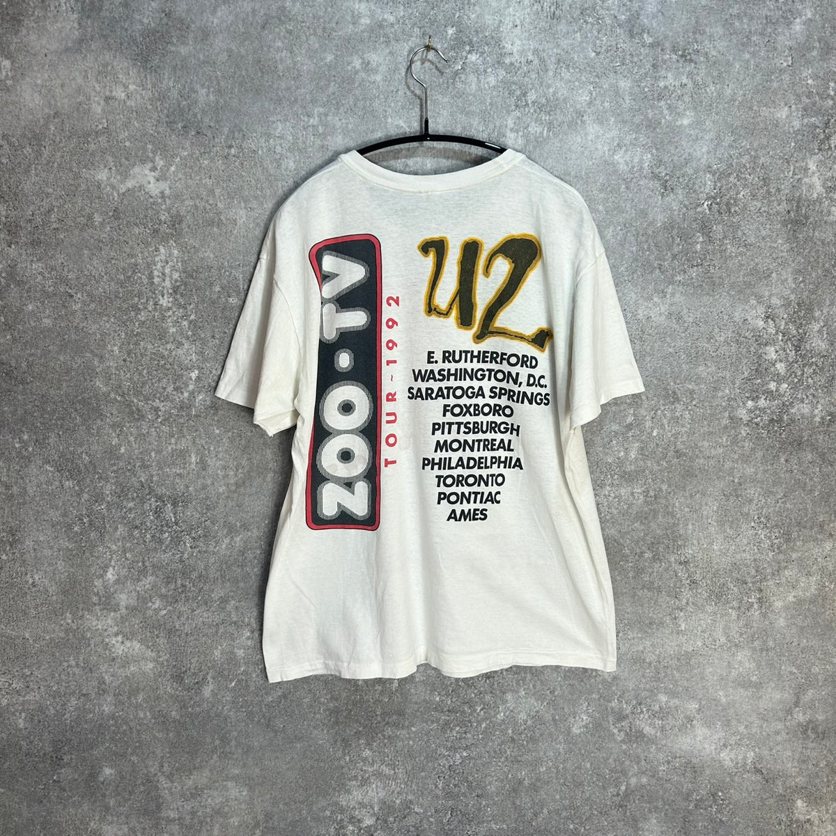 90's U2 Zoo TV Tour 1992 Outside Broadcast Size L Hanes BAND T VINTAGE