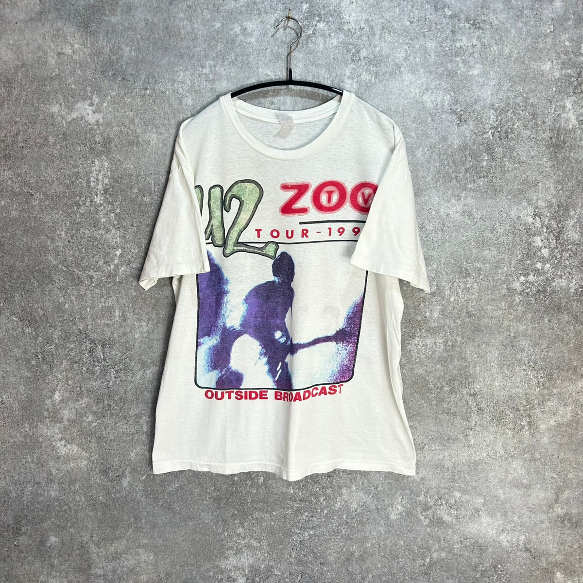 90's U2 Zoo TV Tour 1992 Outside Broadcast Size L Hanes BAND T VINTAGE