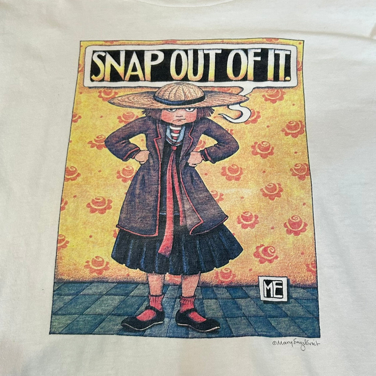 90's Mary Engelbreit "SNAP OUT OF IT." Print Tee Size L MADE in USA ART Tee