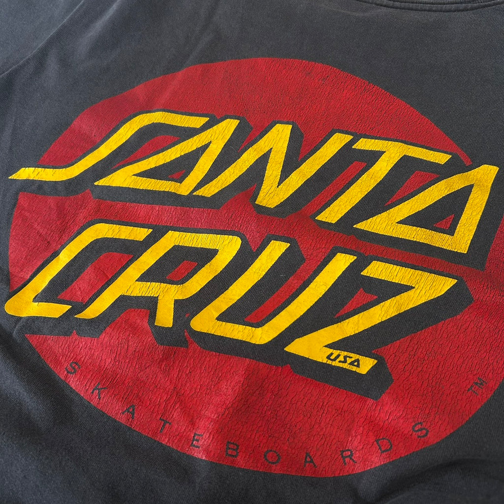 80's SANTA CRUZ CLASSIC DOT LOGO TEE SIZE M MADE in USA BLACK FADE