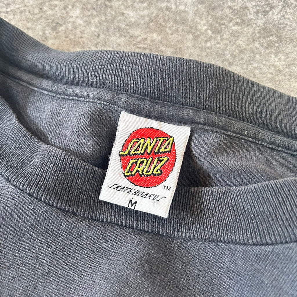 80's SANTA CRUZ CLASSIC DOT LOGO TEE SIZE M MADE in USA BLACK FADE