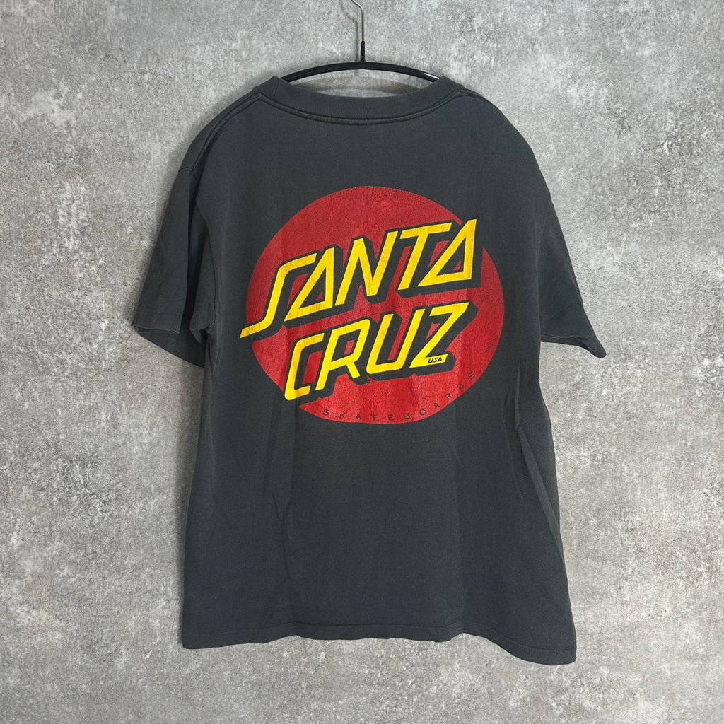 80's SANTA CRUZ CLASSIC DOT LOGO TEE SIZE M MADE in USA BLACK FADE
