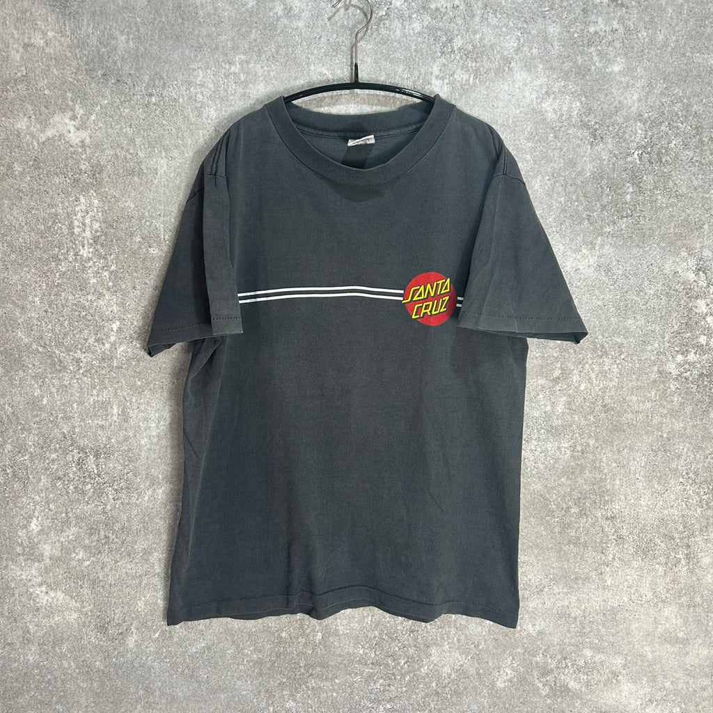 80's SANTA CRUZ CLASSIC DOT LOGO TEE SIZE M MADE in USA BLACK FADE