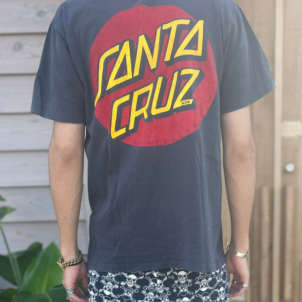 80's SANTA CRUZ CLASSIC DOT LOGO TEE SIZE M MADE in USA BLACK FADE