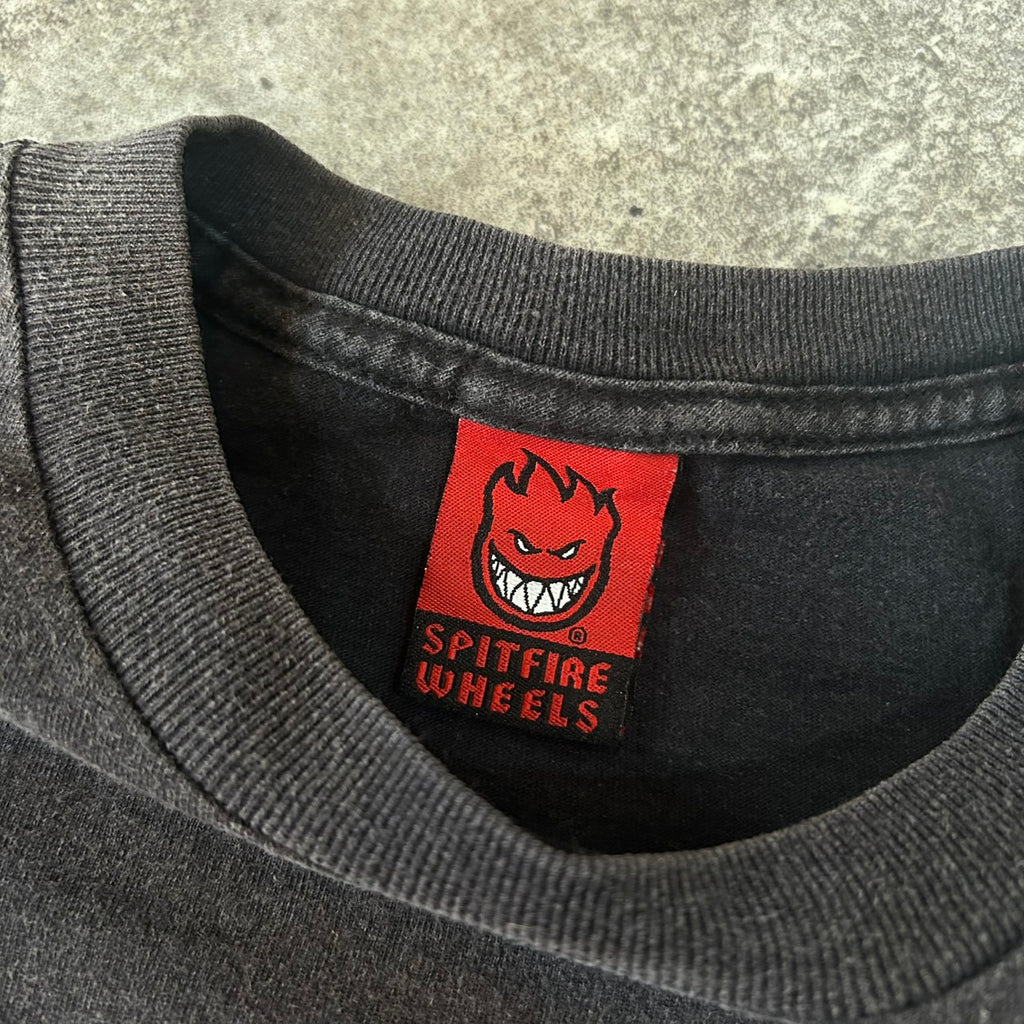 00's SPITFIRE FLAME LOGO TEE size M BLACK FADE