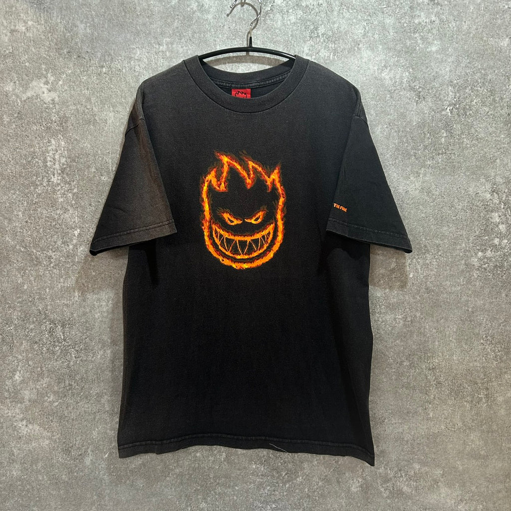 00's SPITFIRE FLAME LOGO TEE size M BLACK FADE