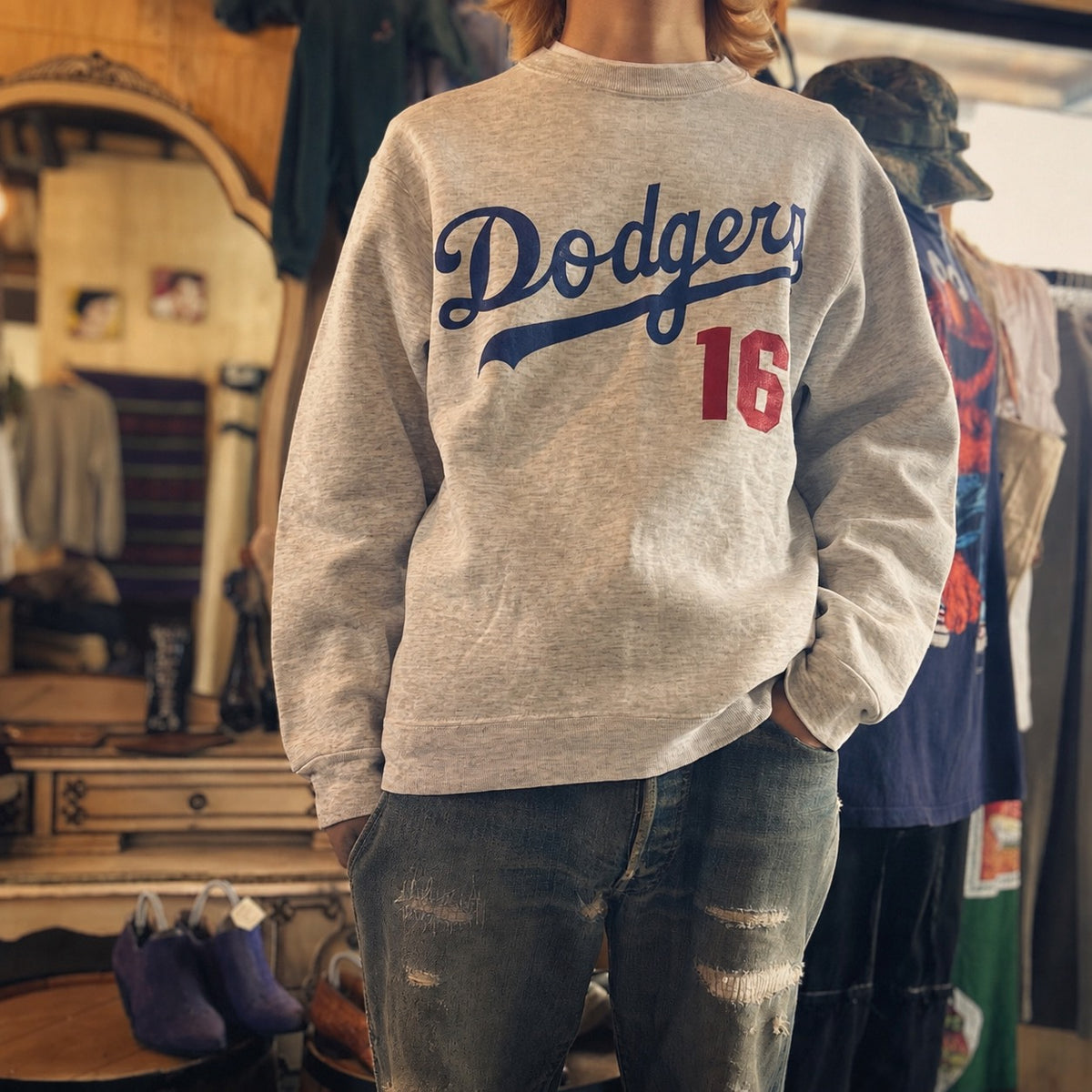 90's SALEM "HIDEO NOMO" Dodgers SWEAT MLB SIZE M MADE in USA