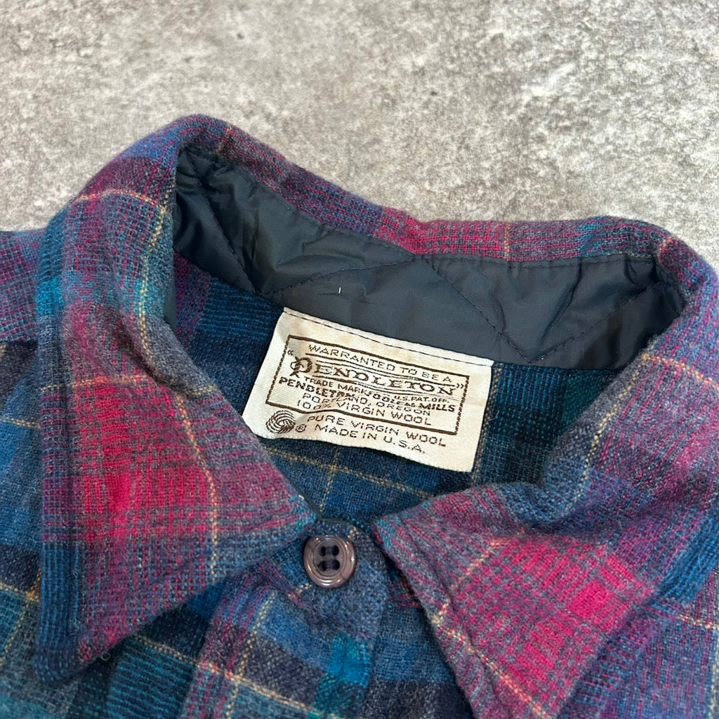 Vintage 70s 80s Pendleton Board Shirt Wool Plaid Womens Made in USA
