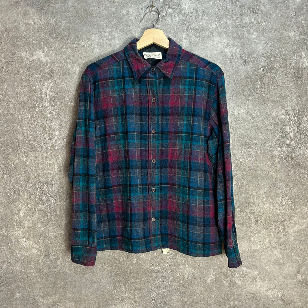 Vintage 70s 80s Pendleton Board Shirt Wool Plaid Womens Made in USA