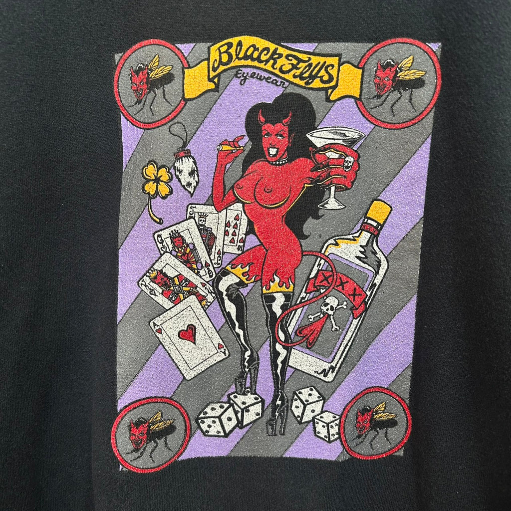 90's BLACK FLYS DEVIL SWEAT SIZE L MURINA MADE in USA