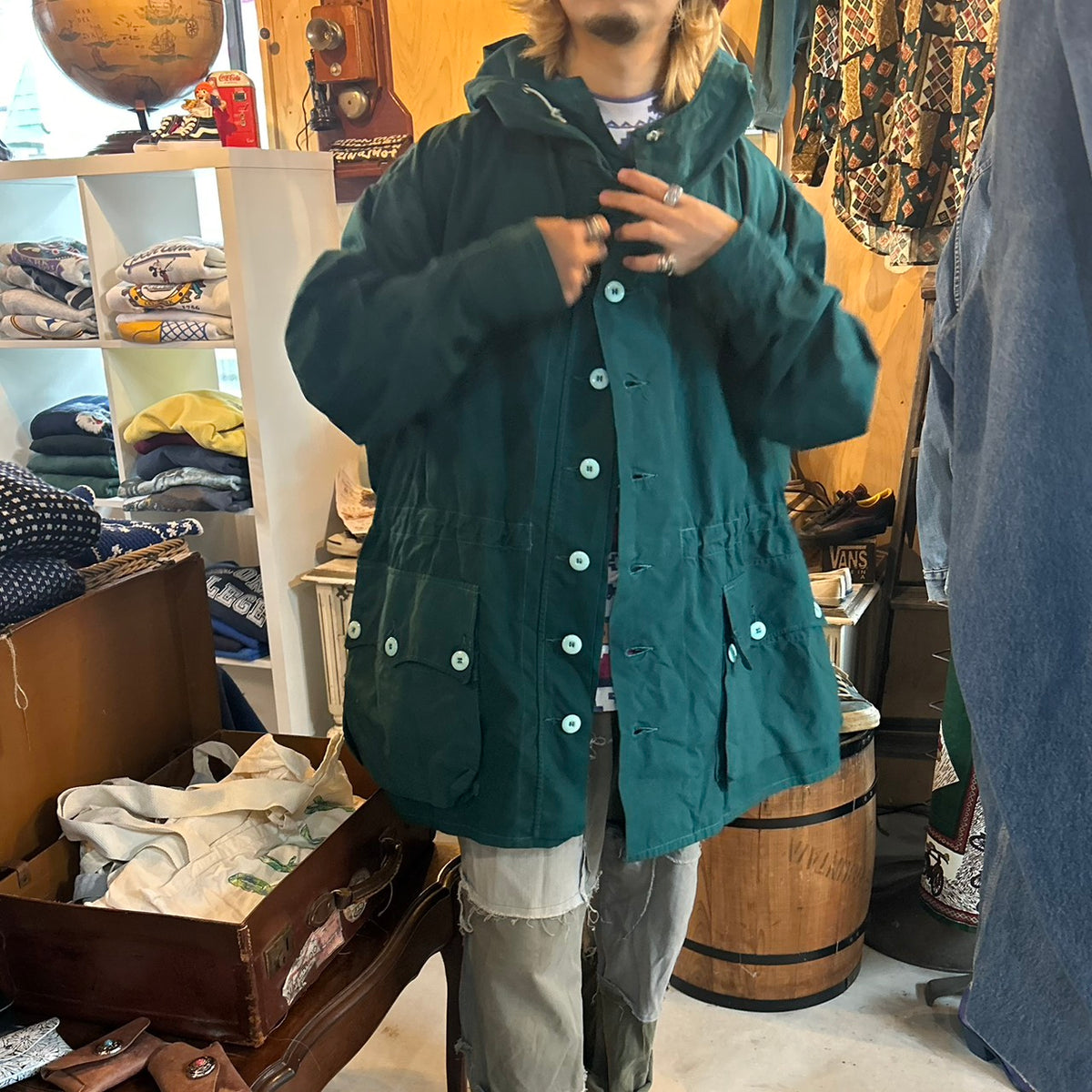 SWEDISH ARMY M62 SNOW PARKA REMAKE OVER DYE GREEN