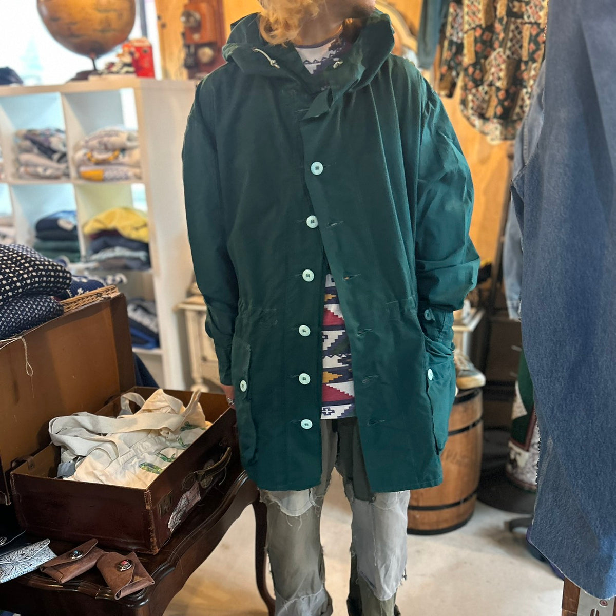 SWEDISH ARMY M62 SNOW PARKA REMAKE OVER DYE GREEN