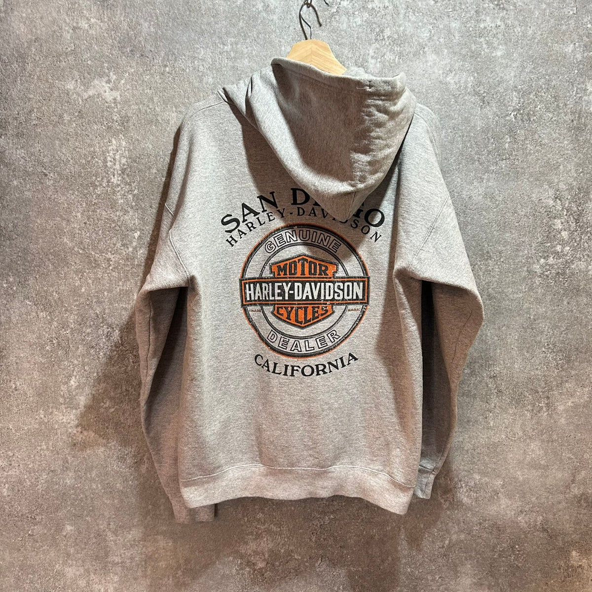 Vintage Grey San Diego California Harley Davidson Zip Up Hoodie
