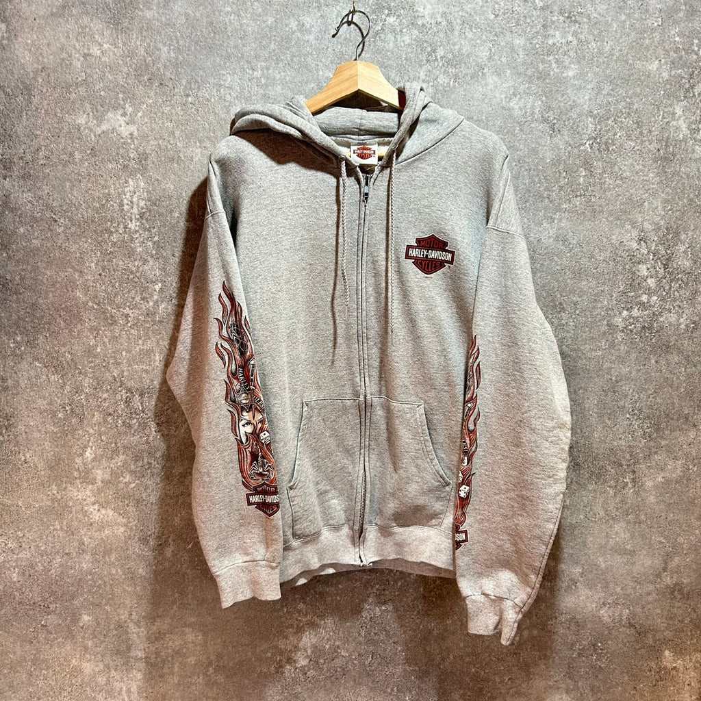 Vintage Grey San Diego California Harley Davidson Zip Up Hoodie